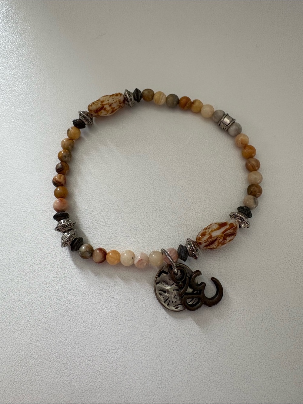 Boho Beaded Bracelet with Charms - Brown Multi